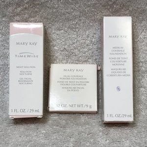 Mary Kay 3 pcs TimeWise Night Solution Facial Gel / Foundation / Powder Foundati